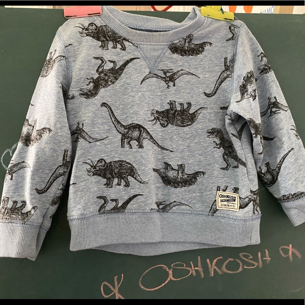 Oshkosh blue denim with Dinosaurs light sweater